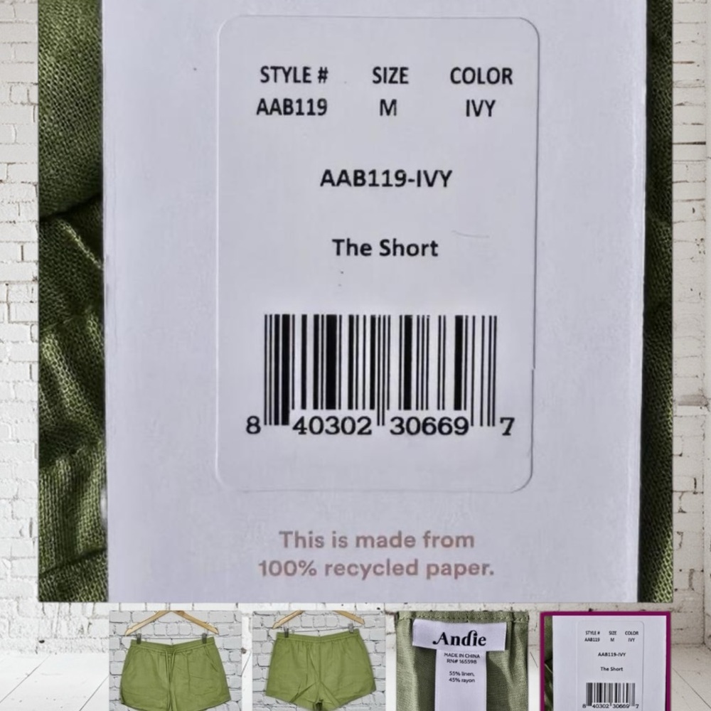Andie Linen Shorts NWT White, Ivy, Sunset Resort Style Medium & Large - Picture 6 of 7